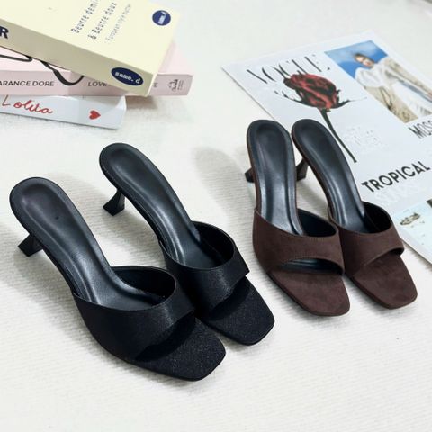  Guốc 7p gót vuông nhỏ quai ngang khuyết giữa- MS: G7-23015 