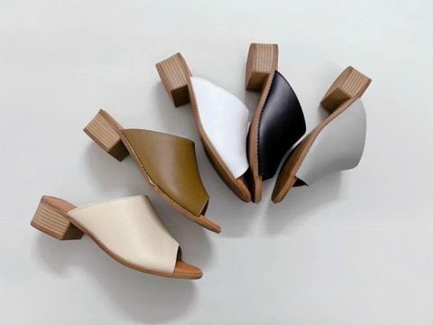  Guốc 3cm gót trụ gỗ mũi tròn quai ngang bảng lớn may chỉ giữa - MS: G3-01001 