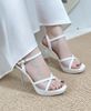 Sandal 12cm gót nhọn mika mũi vuông đúp mũi quai lưới viền si may chéo - MS: S12-23007