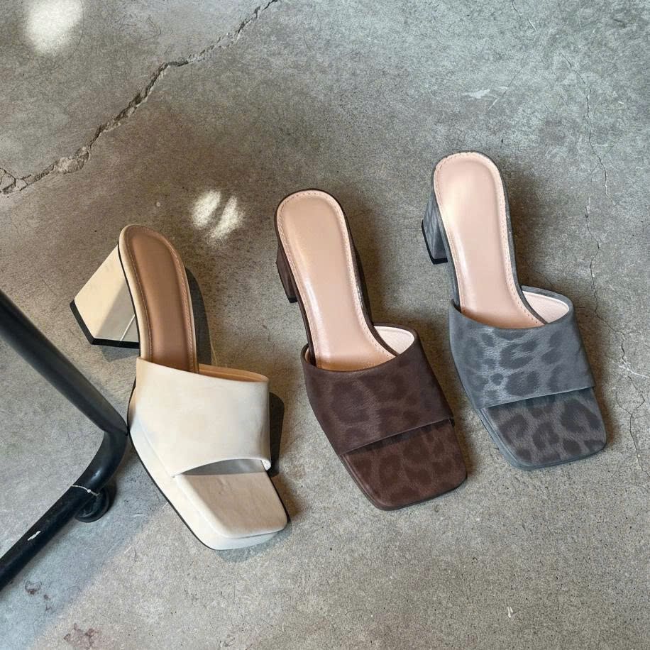 Guốc 7cm gót trụ mũi vuông đúp mũi bảng ngang - MS: G7-71007