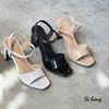 Sandal 9cm gót lép mũi vuông nhỏ bảng ngang - MS: S9-85003