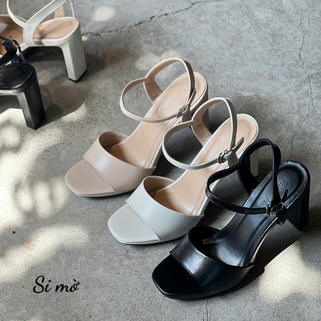 Sandal 9cm gót lép mũi vuông nhỏ bảng ngang - MS: S9-85003