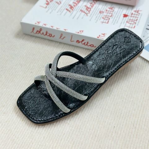 Dép xẹp mũi vuông 3 quai đan dây xoàn - MS: DX-63078 