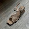 Sandal xuồng 5cm mũi vuông 4 quai mảnh đan - MS: X5-85001