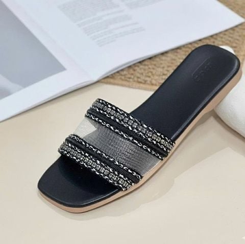  Dép xẹp mũi vuông quai ngang lưới - MS: DX-63080 