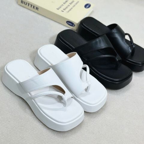  Dép 5cm mũi vuông xỏ ngón quai khoét eo - MS: D5-84001 