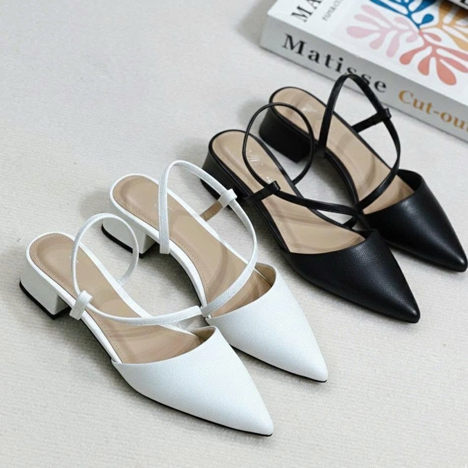 Cao gót 3cm gót trụ mũi nhọn hậu hở - MS: C3-22007