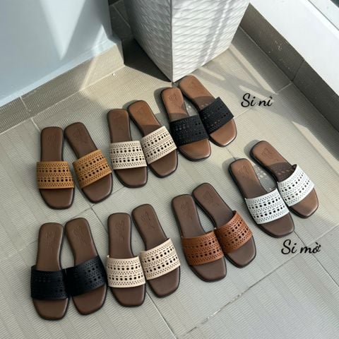  Dép xẹp mũi vuông quai ngang lớn lazer - MS: DX-250109 