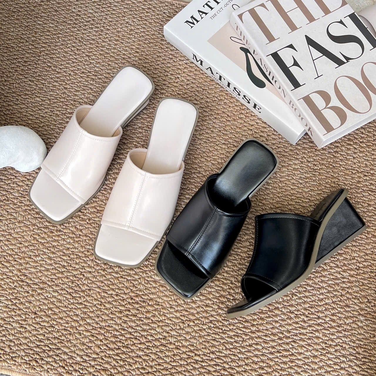 Xuồng 5p gót tam giác liền mũi vuông quai ngang may chỉ giữa - MS: X5-26001