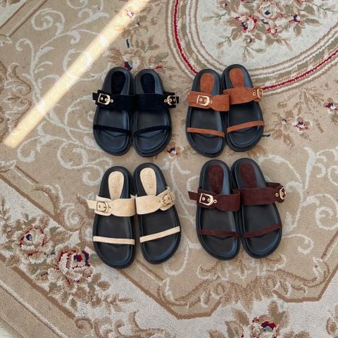  Dép 2cm đế đúc mũi tròn quai ngang mảnh phối quai hậu khóa - MS: D2-25005 