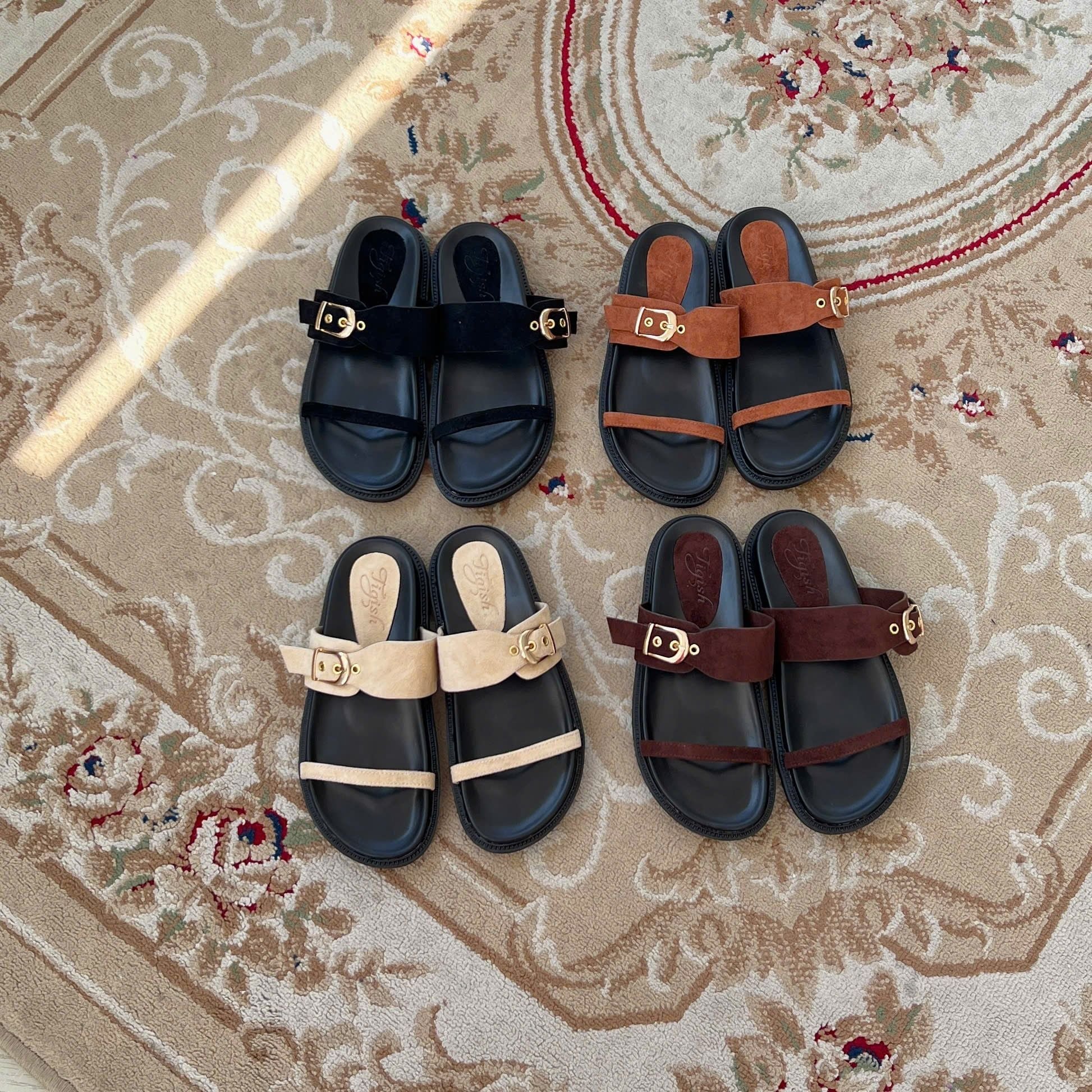 Dép 2cm đế đúc mũi tròn quai ngang mảnh phối quai hậu khóa - MS: D2-25005