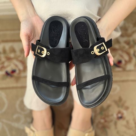  Dép 2cm đế đúc mũi tròn quai ngang mảnh phối quai hậu khóa - MS: D2-25005 