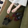 Guốc 7cm gót vuông nhỏ mũi tròn quai ngang khuyết eo gắn nơ - MS: G7-23023