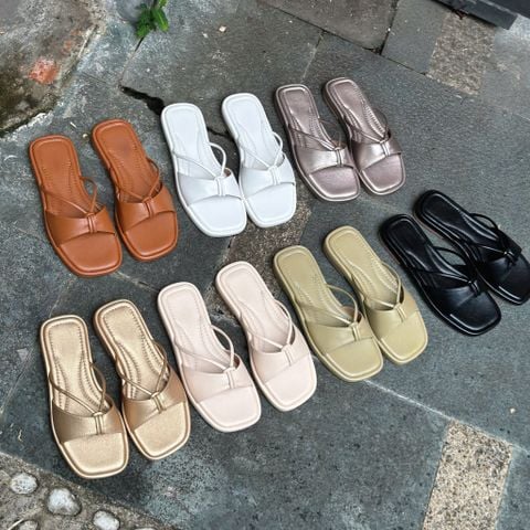  Dép xẹp mũi vuông quai ngang khuyết nối dây giữa - MS: DX-250103 