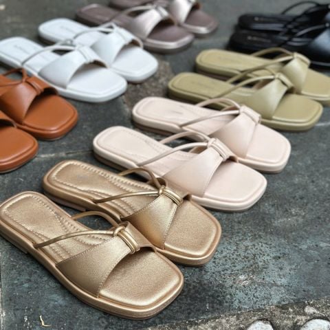  Dép xẹp mũi vuông quai ngang khuyết nối dây giữa - MS: DX-250103 