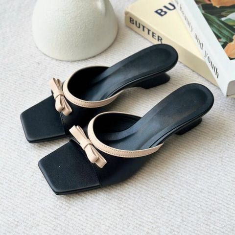  Xuồng 5cm mũi vuông quai ngang khuyết giữa viền si gắn nơ - MS: X5-23026 