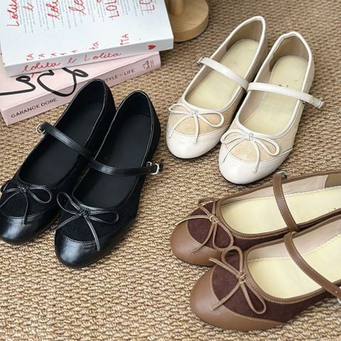  Búp bê mũi tròn vá mũi nơ nhí phối quai ngang khóa - MS: BBX-10005 