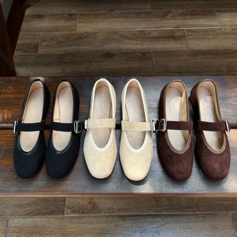  Búp bê mũi tròn viền si phối quai ngang khóa lớn nỉ nhung - MS: BBX-01039 