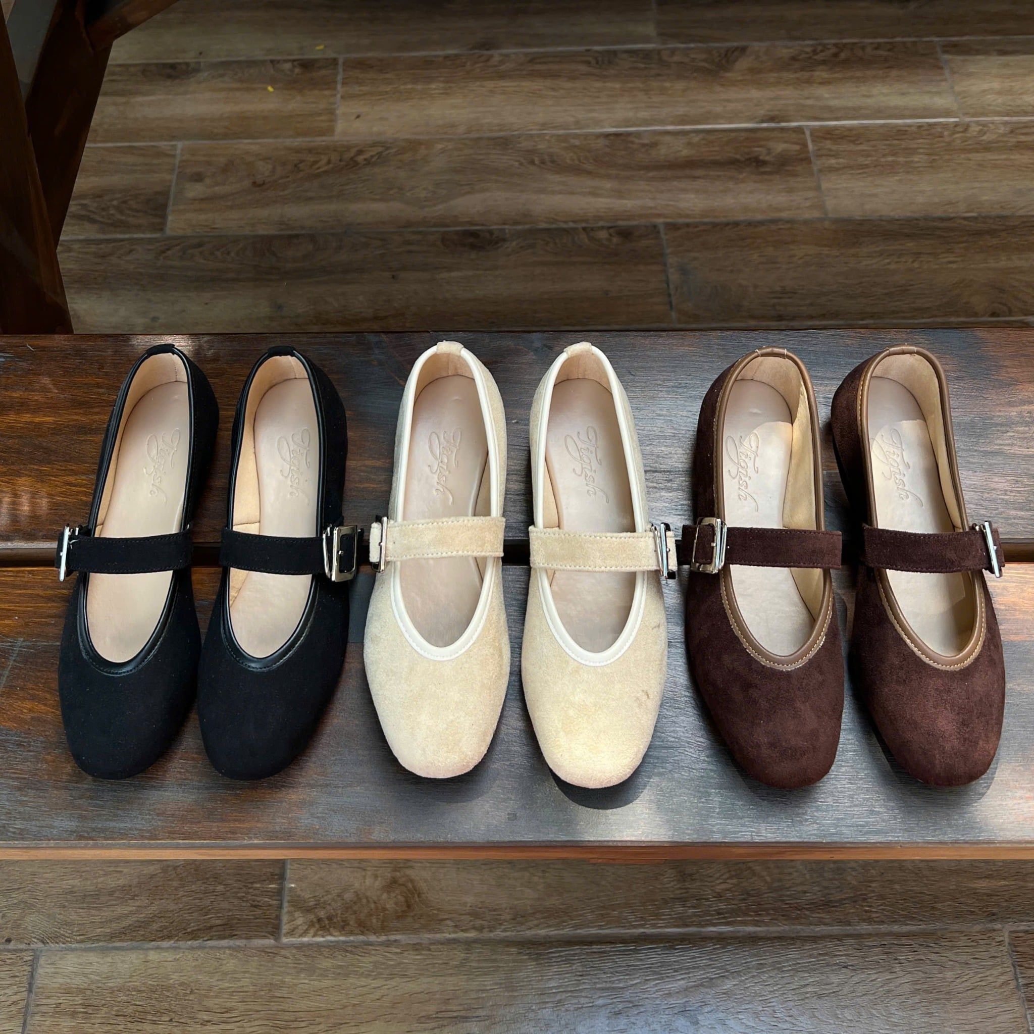 Búp bê mũi tròn viền si phối quai ngang khóa lớn nỉ nhung - MS: BBX-01039