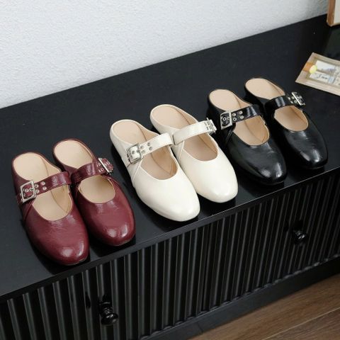  Dép sục mũi tròn quai ngang khóa cài đinh tán - MS: DX-01077 