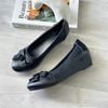 Búp bê xuồng mũi tròn viền thung gắn nơ chéo khóa bông - MS: BDX-10002