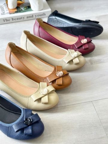  Búp bê xuồng mũi tròn viền thung gắn nơ chéo khóa bông - MS: BDX-10002 