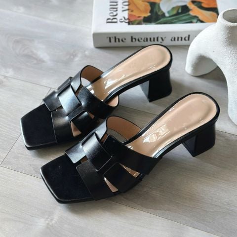  Guốc 5cm gót trụ mũi vuông 3 quai đan - MS: G5-85012 