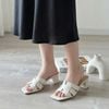 Guốc 5cm gót trụ mũi vuông 3 quai đan - MS: G5-85012