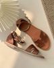 Sandal da mũi tròn quai chữ H hậu bít khóa cài - MS: SX-01090