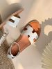 Sandal da mũi tròn quai chữ H hậu bít khóa cài - MS: SX-01090
