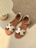 Sandal da mũi tròn quai chữ H hậu bít khóa cài - MS: SX-01090