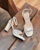 Sandal 10cm gót trụ mũi vuông quai ngang hậu bít khóa cài - MS: S10-71006