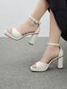 Sandal 10cm gót trụ mũi vuông quai ngang hậu bít khóa cài - MS: S10-71006