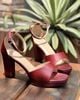 Sandal 10cm gót trụ mũi vuông quai ngang hậu bít khóa cài - MS: S10-71006