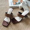 Xuồng 5cm gót cách điệu quai ngang, xỏ ngón phối khoen trang trí- MS: X5-23024