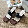 Xuồng 5cm gót cách điệu quai ngang, xỏ ngón phối khoen trang trí- MS: X5-23024