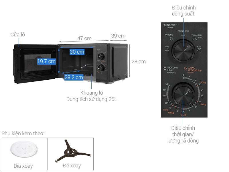 Lò vi sóng có nướng Toshiba MW3-MG25PE(BK) 25 lít