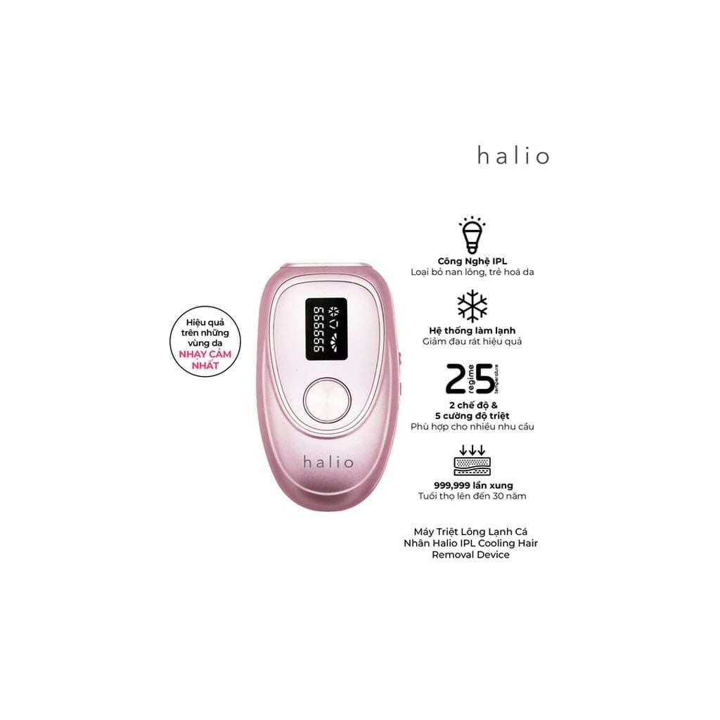 Máy triệt lông lạnh cá nhân Halio IPL Cooling Hair Removal Device - hồng phấn