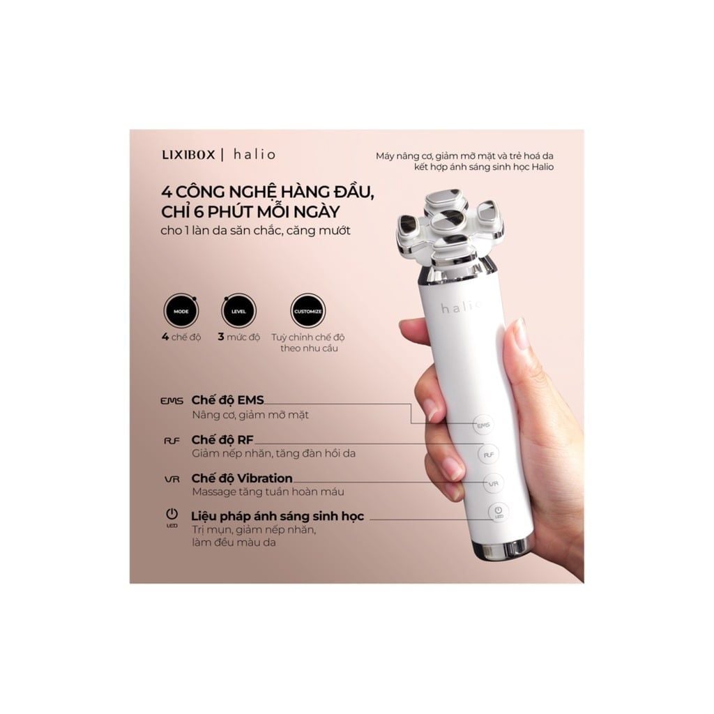 Máy Nâng Cơ, Giảm Mỡ Mặt Và Trẻ Hóa Da Halio RevitaWave Skin Rejuvenator