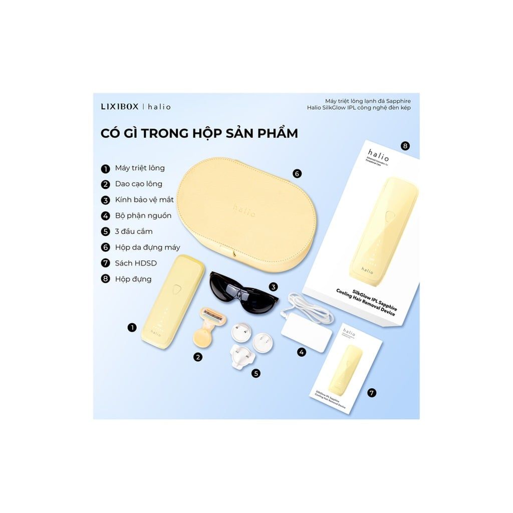 Máy Triệt Lông Halio SilkGlow IPL Sapphire Cooling Hair Removal Device
