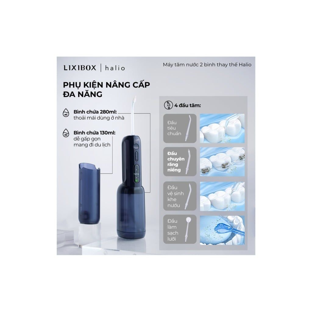 Máy tăm nước Halio UltraClean Express Hydro Floss Blue (Xanh/Hồng)