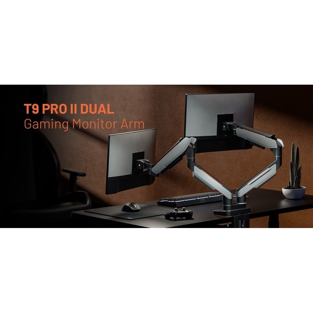 Giá Đỡ Màn Hình Đôi HumanMotion T9 Pro II Dual (Trắng/Xám)