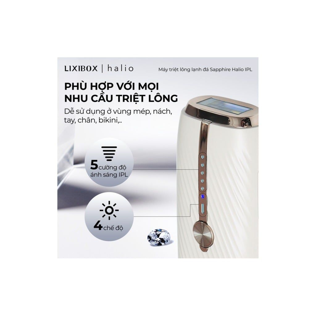 Máy triệt lông lạnh Sapphire Halio InfinityGlow Advanced IPL Sapphire Cooling Hair Removal Device
