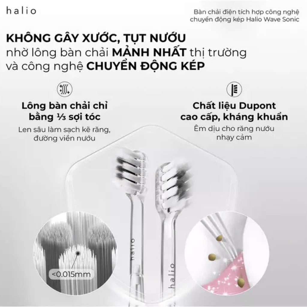 Bàn chải điện làm trắng răng Halio Sonic Whitening Toothbrush Pro ( Hồng/Xanh)