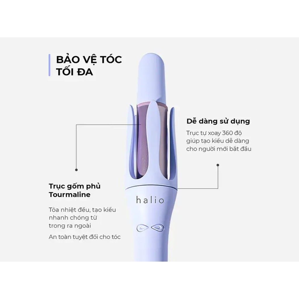 Máy uốn tóc tự xoay ion âm Halio instaCurl Premium Automatic Hair Styler Periwinkle