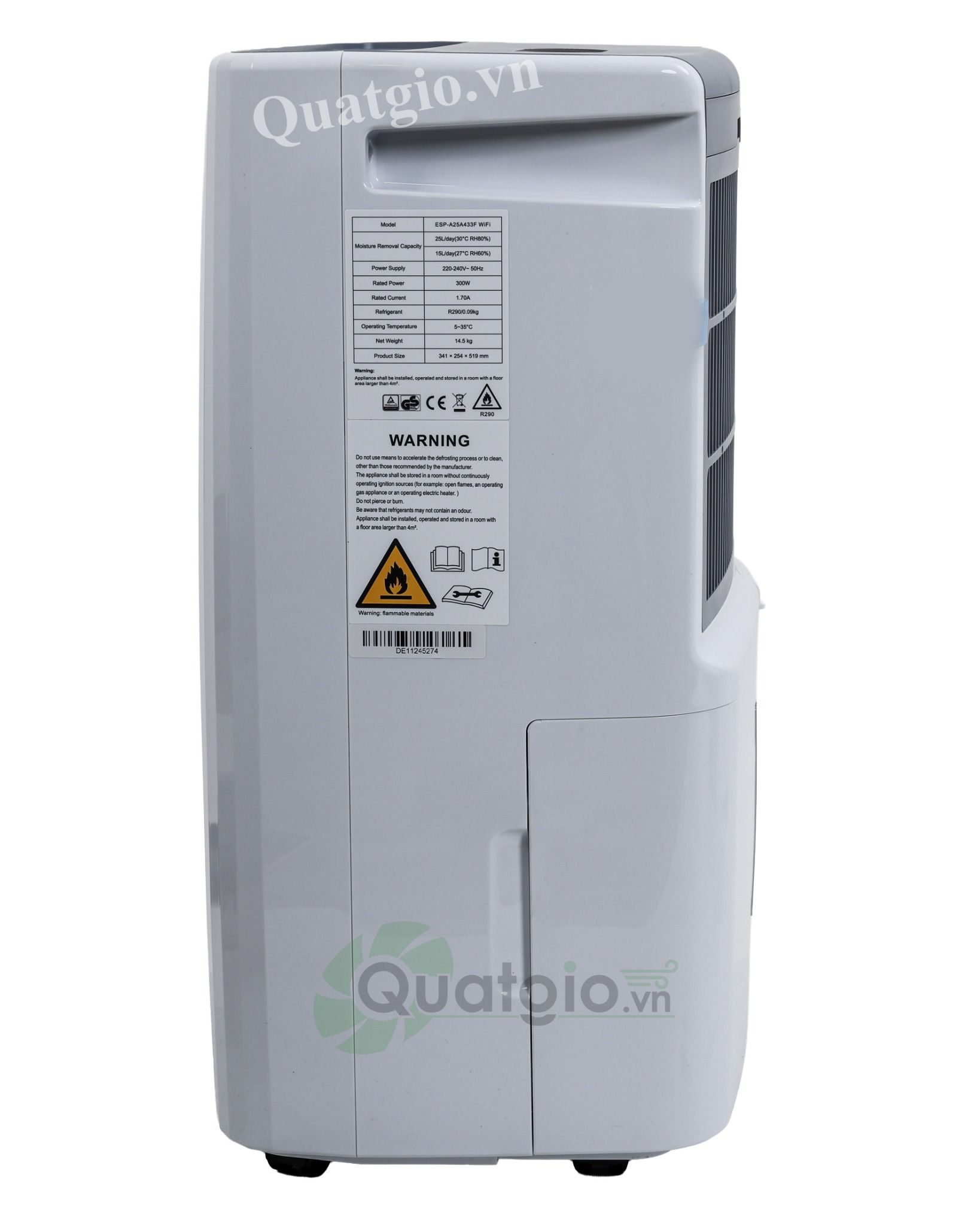 Máy hút ẩm kèm lọc không khí 25 lít Espark ESP-A25A433F