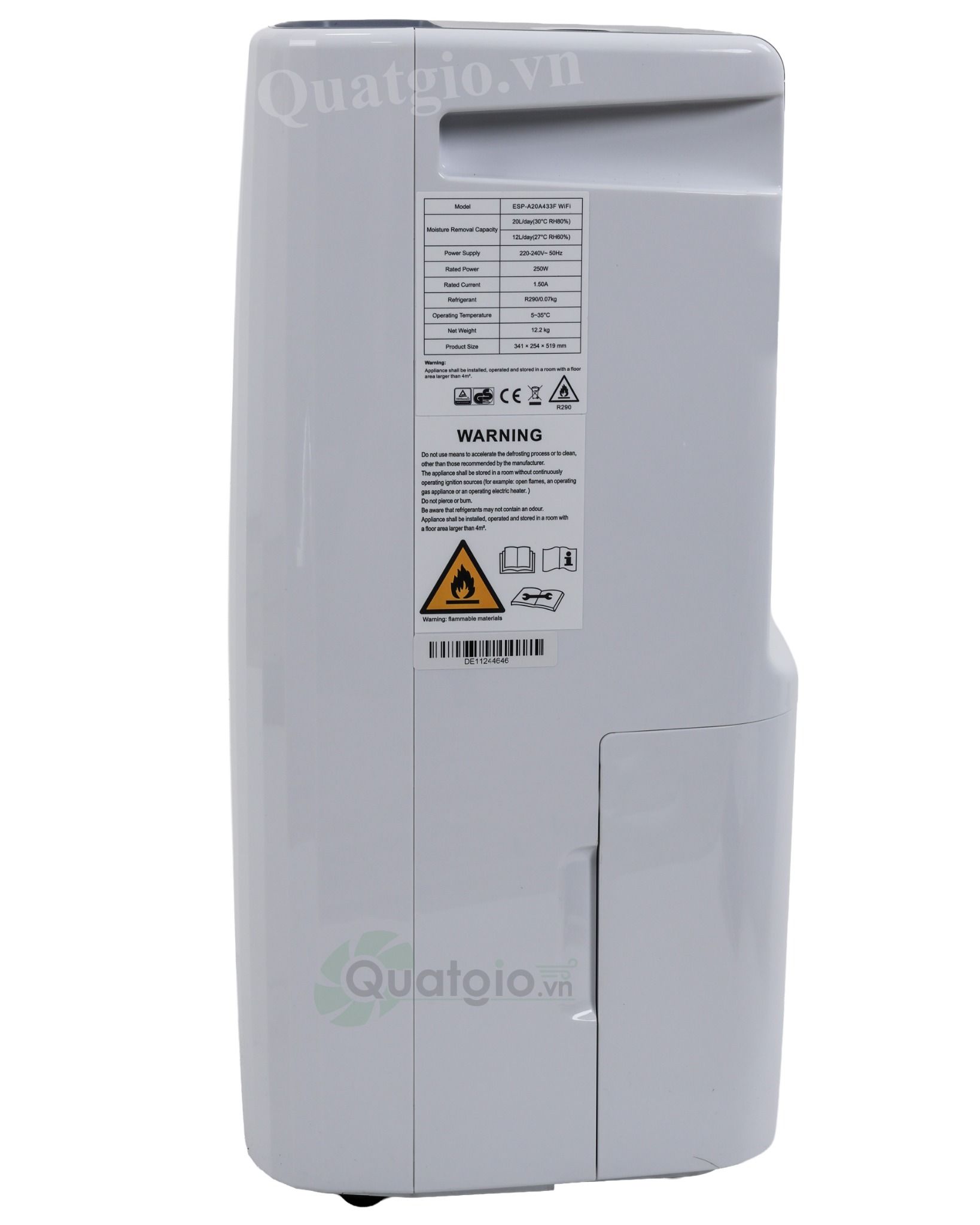 Máy hút ẩm kèm lọc không khí 20 lít Espark ESP-A20A433F