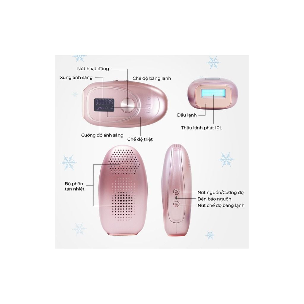 Máy triệt lông lạnh cá nhân Halio IPL Cooling Hair Removal Device - hồng phấn