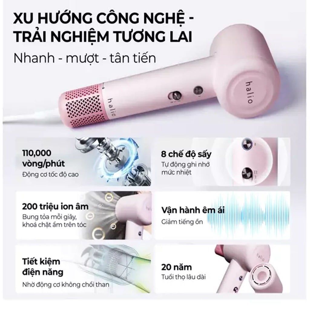 Máy sấy tóc Halio High Speed Ionic Hair Dryer