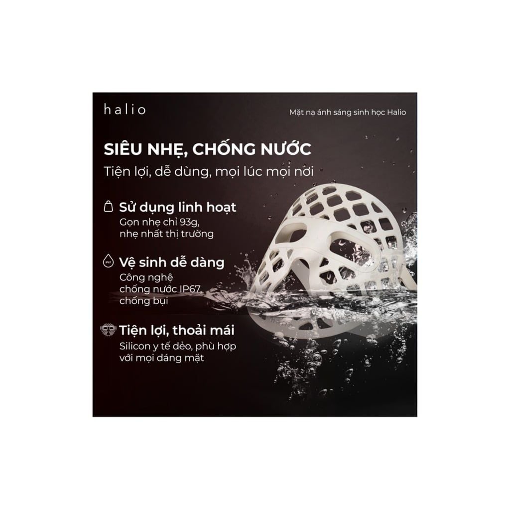 Mặt Nạ Ánh Sáng Sinh Học Halio PureGlow Ultralite Silicone LED Face Mask